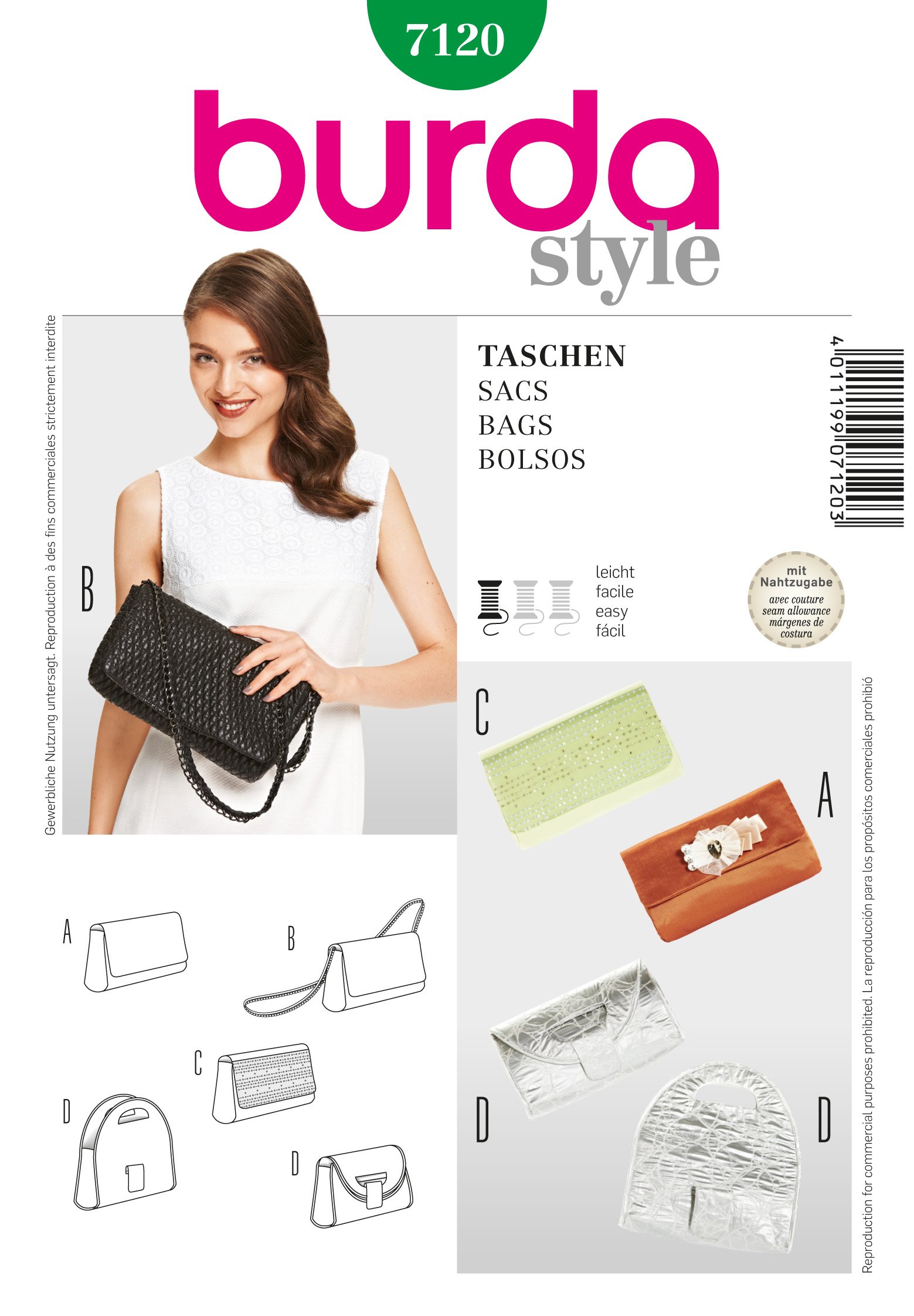 Patron Burda 7120 Sacs